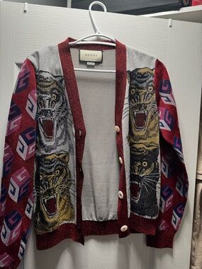 Gucci Tiger Jacquard Cardigan – Authentic